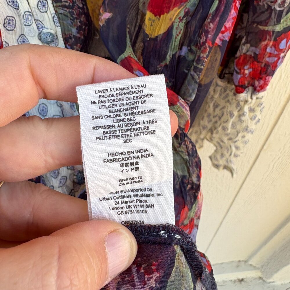 Free People Thunder Canyon Tunic Blouse Women's Small Floral Sheer Boho Cottage - Picture 5 of 11